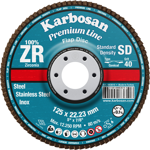 KARBOSAN FLAP DİSK ZIMPARA ZR 125/80 mm KUM (930450)